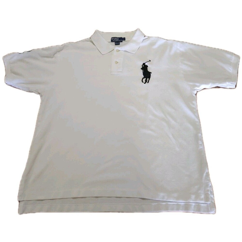 Vtg Polo Ralph Lauren Big Pony Shirt Mens XL White Cotton Mesh Classic Fit 90s - Picture 1 of 9